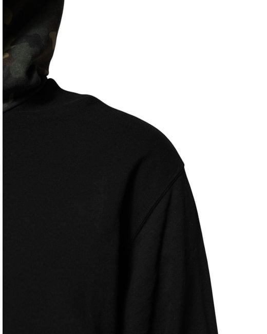 Dolce & Gabbana Black Camouflage Hooded Sweatshirt Sweater for men