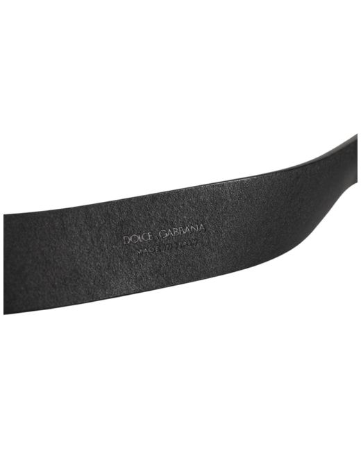 Dolce & Gabbana Black Leather Belt Bronze Buckle for men