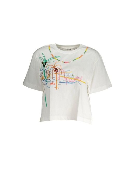Desigual White Cotton Top