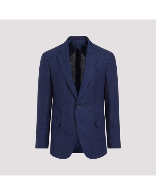Ralph Lauren Purple Label Blue Navy Single Breasted Linen Jacket for men