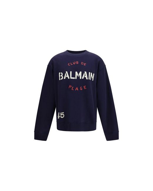 Balmain Blue Club Print Sweatshirt for men