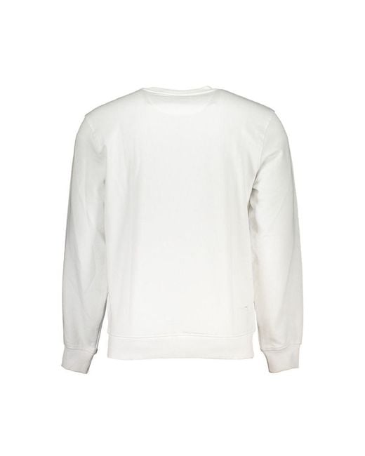 Guess White Slim Fit Embroidered Crew Neck Sweater for men