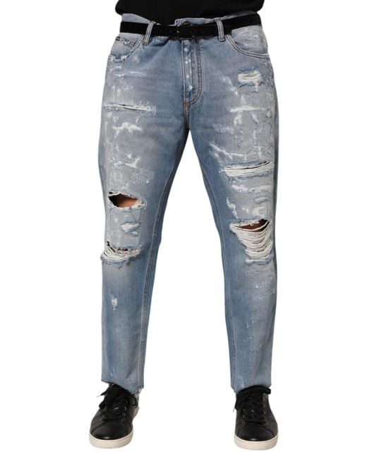 Dolce & Gabbana Blue Distressed Denim Jeans for men