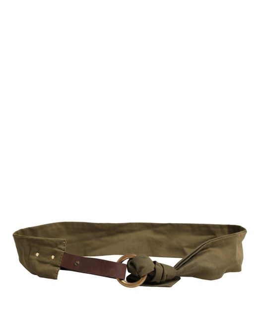 Ermanno Scervino Multicolor Army Green Cotton Round Buckle Waist Belt