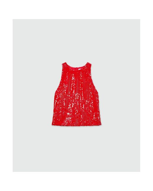 MSGM Red Polyester Tank Tops