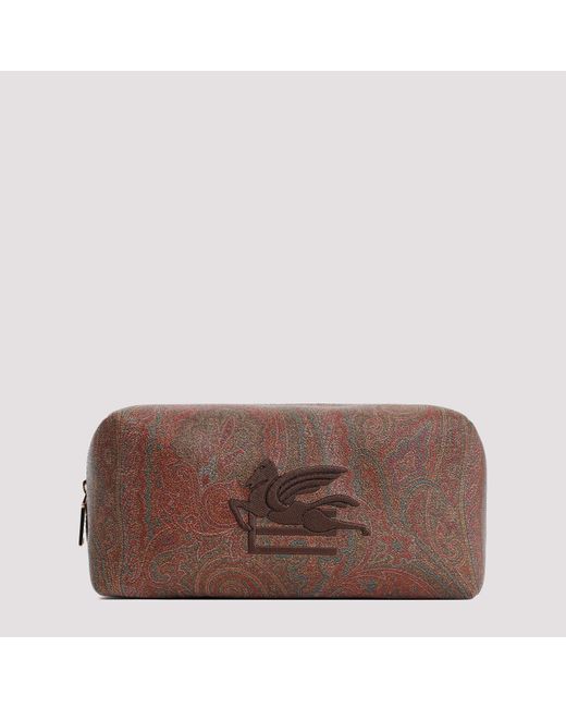 Etro Brown M Paisley Fabric Pouch for men