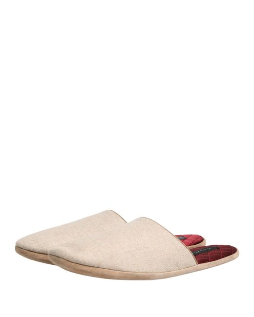 Dolce & Gabbana Multicolor Beige Shetland Wool Red Quilted Slippers Shoes for men