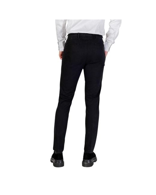 Borghese Black Cotton Skinny Pants for men