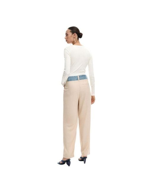 Desigual Natural Viscose Fla Pants