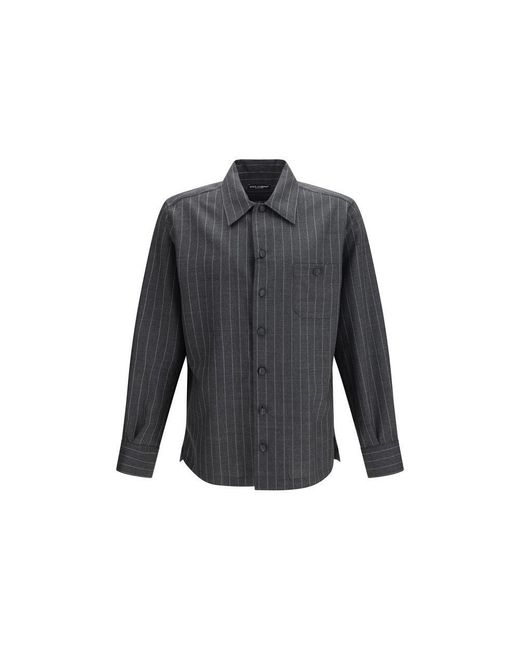 Dolce & Gabbana Gray Wool Oves Aries Dress Shirt for men