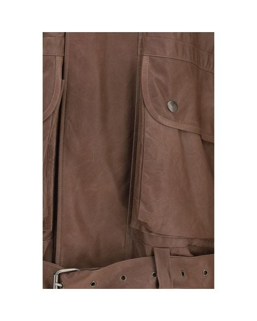 Calvin Klein Brown Lamb Ovis Aries Aries Leather Jacket