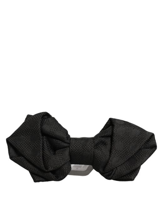 Dolce & Gabbana Men Black 100% Silk Adjustable Neck Papillon Bow Tie for men