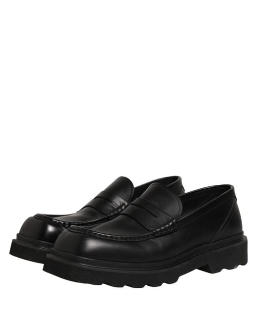 Dolce & Gabbana Black Calfskin Leather Men Dress Loafer Shoes for men