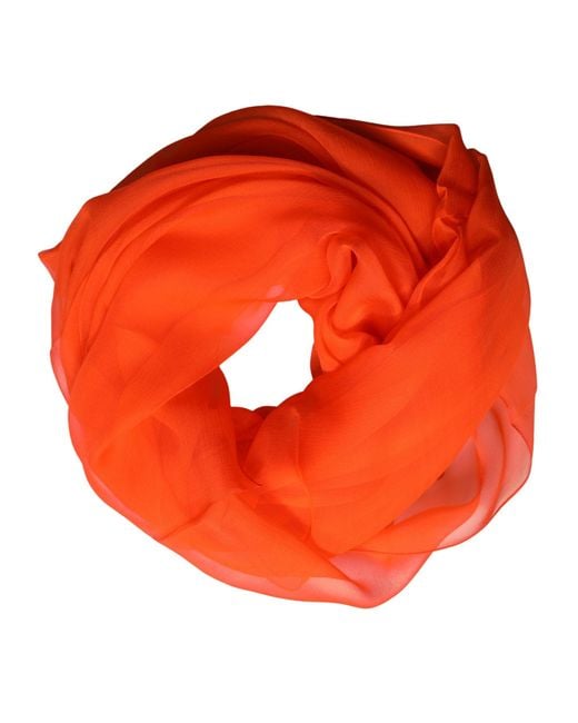 Dolce & Gabbana Orange Bright Silk Wrap Shawl Foulard 132Cm X 98Cm Scarf
