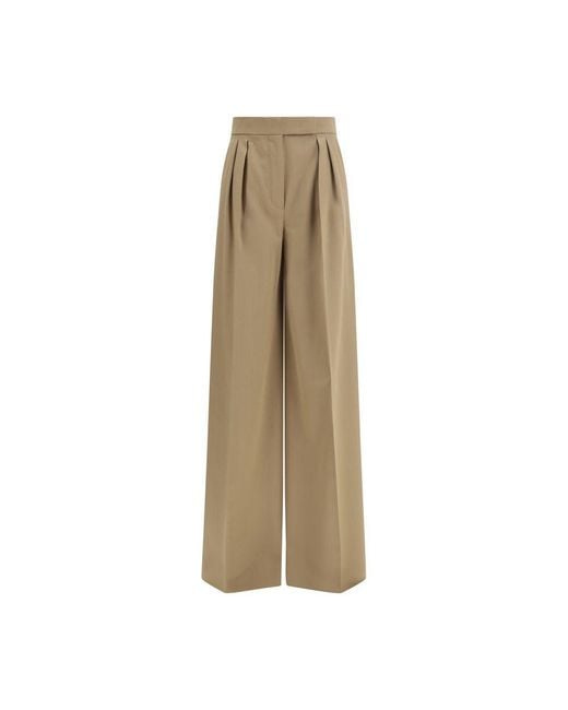Max Mara Natural Beige Wool Casual Pants