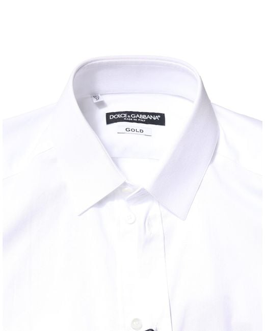 Dolce & Gabbana White Cotton Long Sleeves Dress Shirt for men