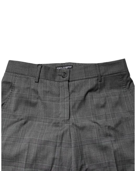 Dolce & Gabbana Gray Check Tartan Virginwool Dress Pants Virgin Wool