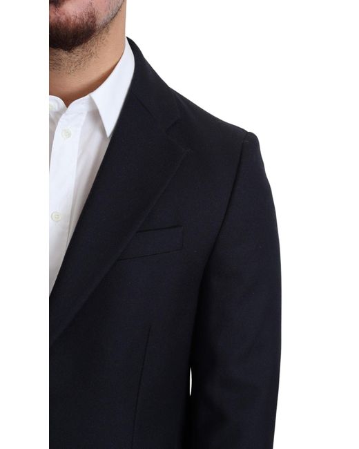 Dolce & Gabbana Blue Elegant Dark Virgin Wool Coat for men