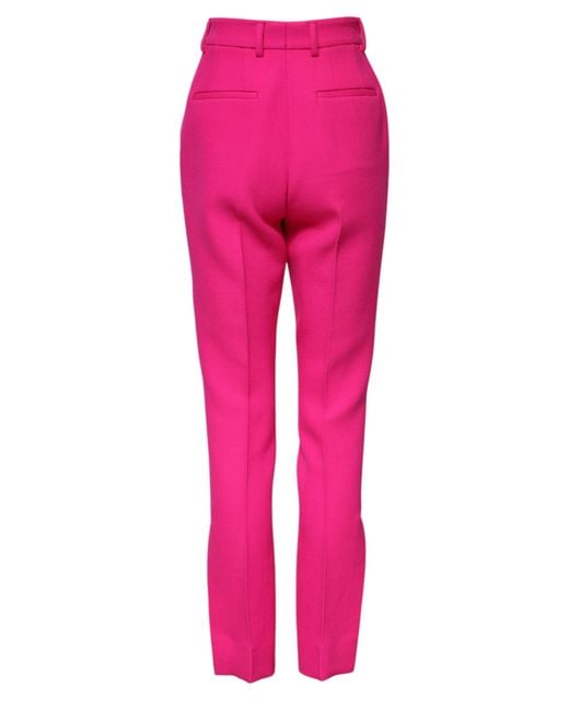 Dolce & Gabbana Fuchsia Pink Highwaist Tapered Trouser Pants