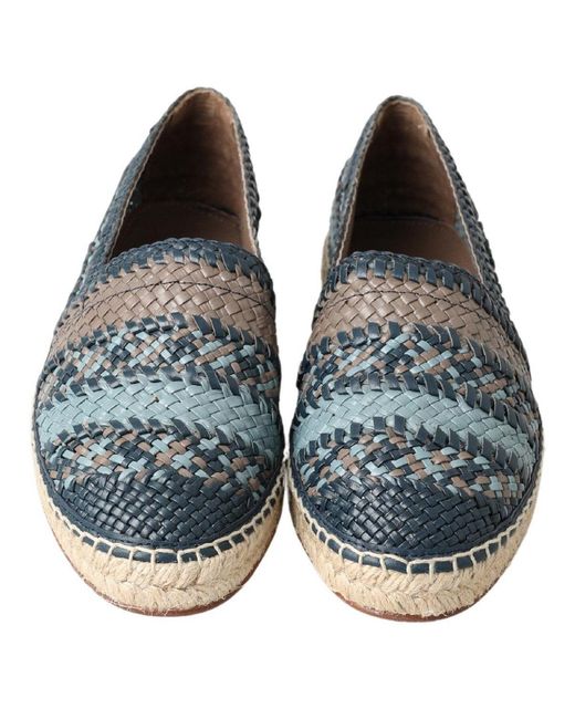 Dolce & Gabbana Blue Leather Buffalo Espadrille Shoes for men