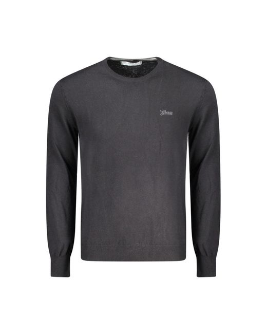 Guess Gray Black Cotton Men Sweater for men