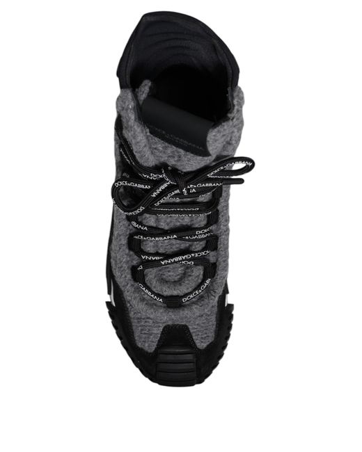 Dolce & Gabbana Gray Black Ns1 High Top Boots Sneakers Shoes