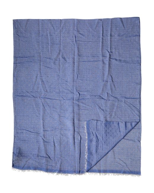 Dolce & Gabbana Blue Lace Stole Cotton Neck Wrap Shawl Scarf for men