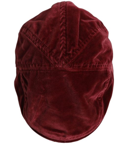 Dolce & Gabbana Purple Men Dark Red Cotton Newsboy Capello Cabbie Hat for men