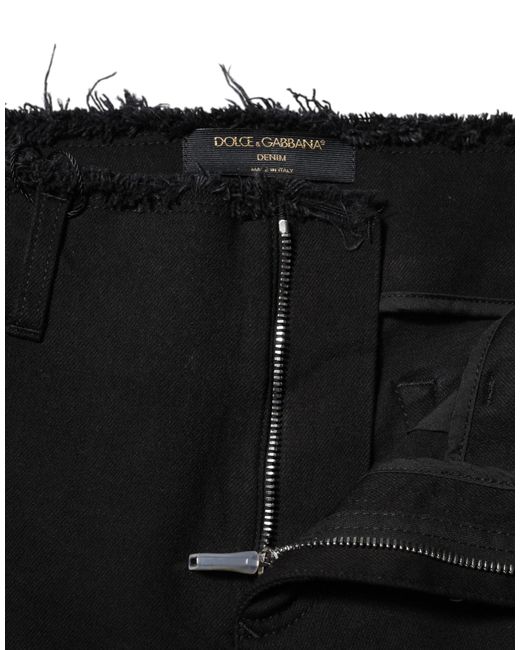 Dolce & Gabbana Black Cotton Mid Waist Flared Denim Jeans for men
