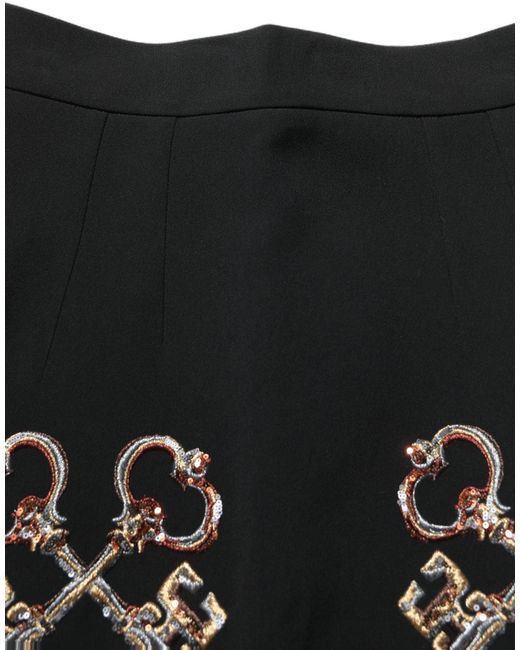 Dolce & Gabbana Black Floral Embellished A-Line Mini Skirt
