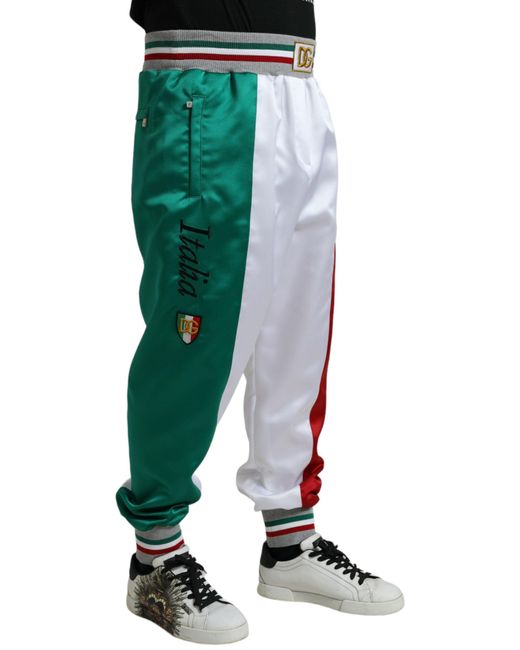 Dolce & Gabbana Multicolor Italian Patch Slim Jogger Pants for men