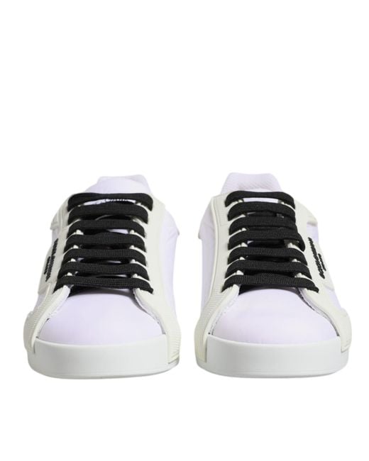 Dolce & Gabbana Multicolor White Nylon Leather Low Top Sneakers Shoes for men