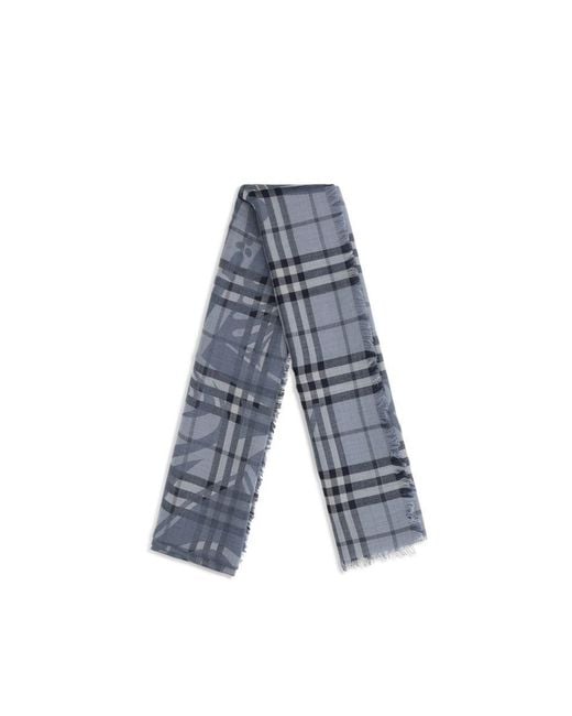 Burberry Blue Wool Oves Aries Foulard