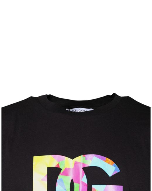 Dolce & Gabbana Black Logo Print Cotton Crew Neck T-Shirt for men