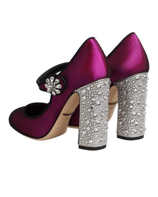 Dolce & Gabbana Purple Pink Strass Mary Janes Heels Pumps Shoes