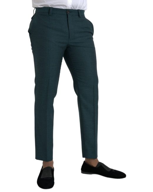 Dolce & Gabbana Blue Wool Skinny Slim Dress Pants for men