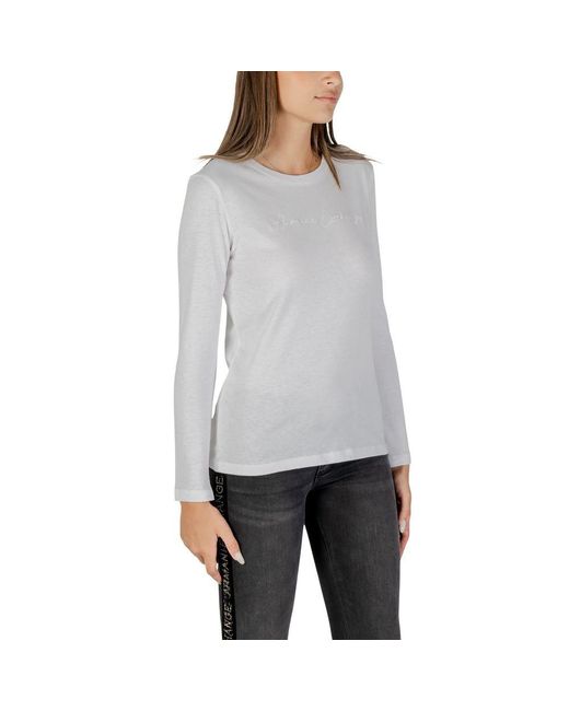 ARMANI EXCHANGE Gray White Cotton Long Sleeve T