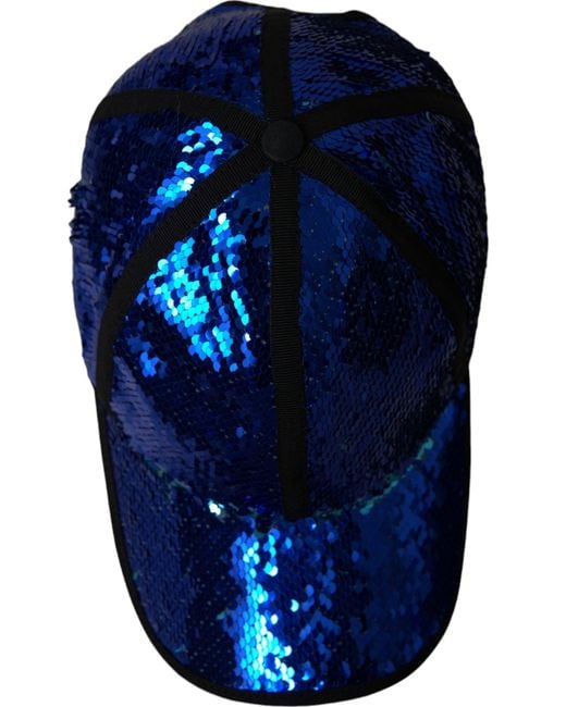 Dolce & Gabbana Blue Royal Sequin Baseball Hat for men