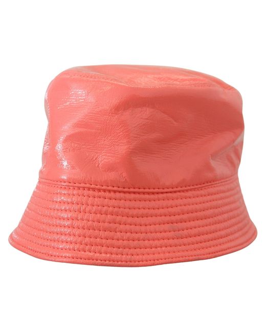 Dolce & Gabbana Black Peach Quilted Faux Leather Bucket Cap Hat