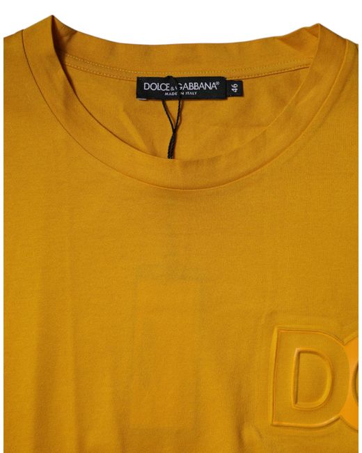 Dolce & Gabbana Yellow Dg Logo Tshirt Short Sleeve Crew Neck for men