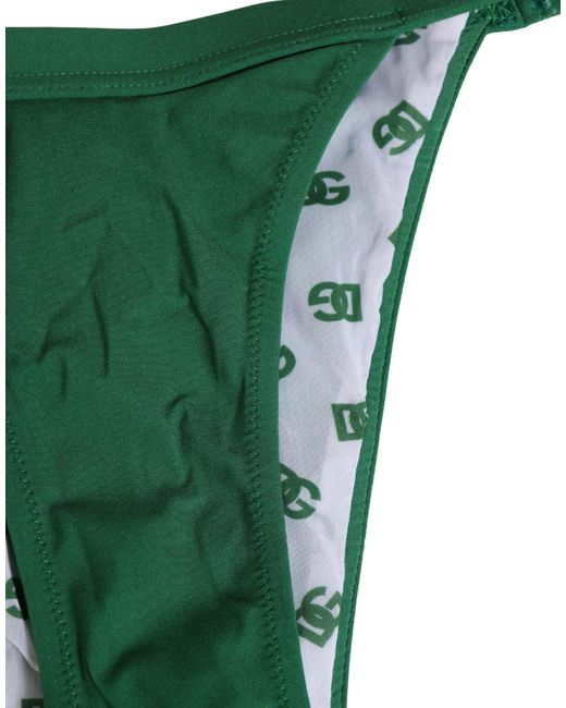 Dolce & Gabbana Green Logo Plaque Nylon Brief Panty Underwear