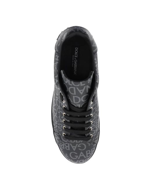 Dolce & Gabbana Black Portofino Jacquard Sneakers for men