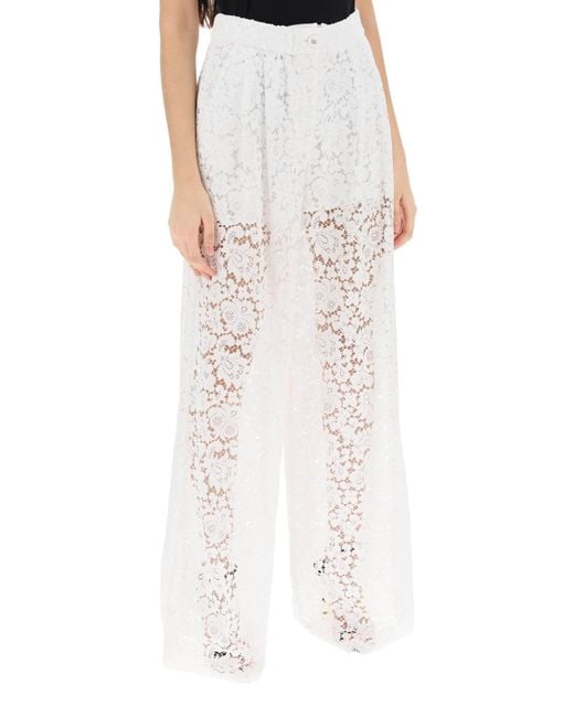 Dolce & Gabbana White Pajama Pants In Cordonnet Lace