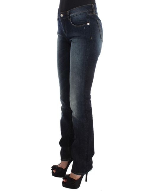 CoSTUME NATIONAL Cotton Slim Fit Bootcut Jeans Blue Sig30198