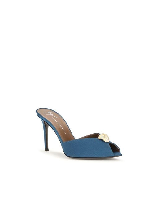 Giuseppe Zanotti Blue Calf Leather Bos Taurus Stiletto Heel Sandals
