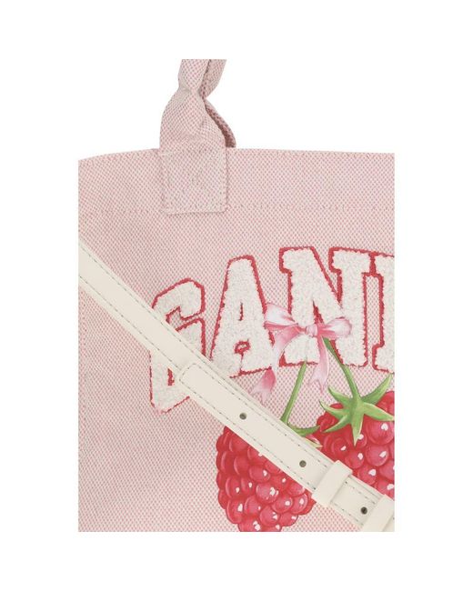 Ganni Pink Multicolor Recycled Polyester Shoulder Bag