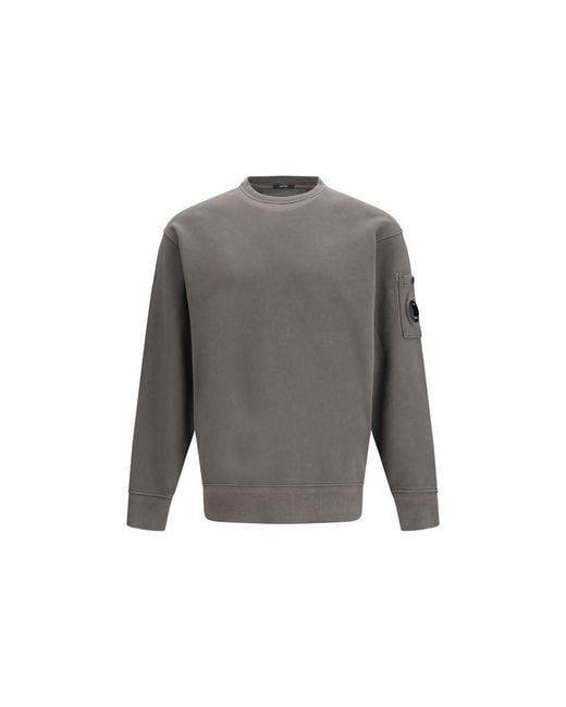 C P Company Gray Bicolor Cotton Sweatshirt for men