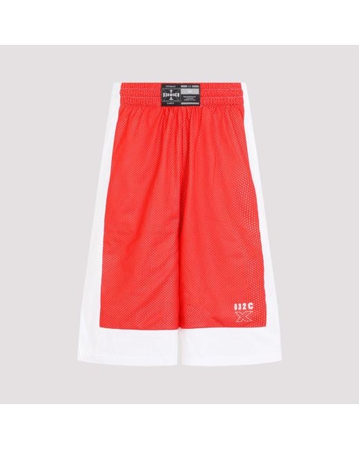 032c Red Lax Layered Polyester Shorts for men