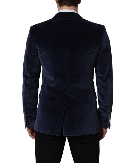 Dolce & Gabbana Blue Velvet Single Breasted Blazer Jacket for men
