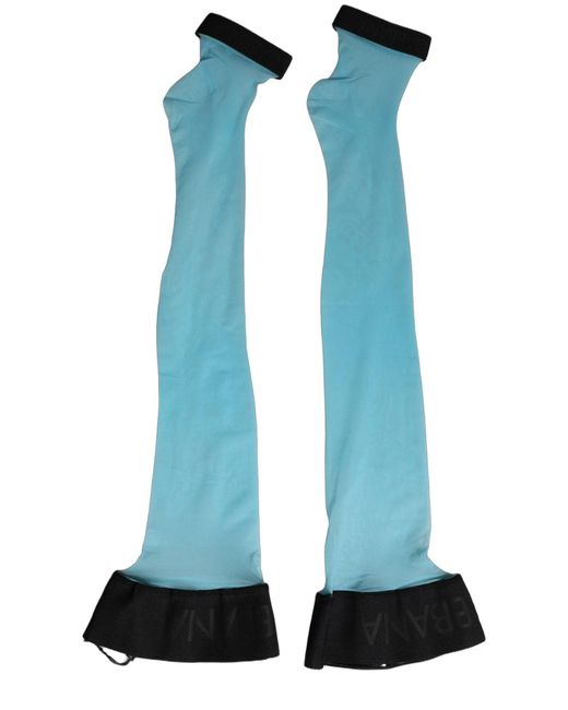 Dolce & Gabbana Light Blue Nylon Thigh High Accessory Socks